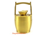 Brass Wealth Bucket with Gold Ingot