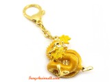 Rising Golden Dragon Holding A Pearl Keychain