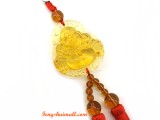 Yellow Liu li Laughing Buddha Red Tassel